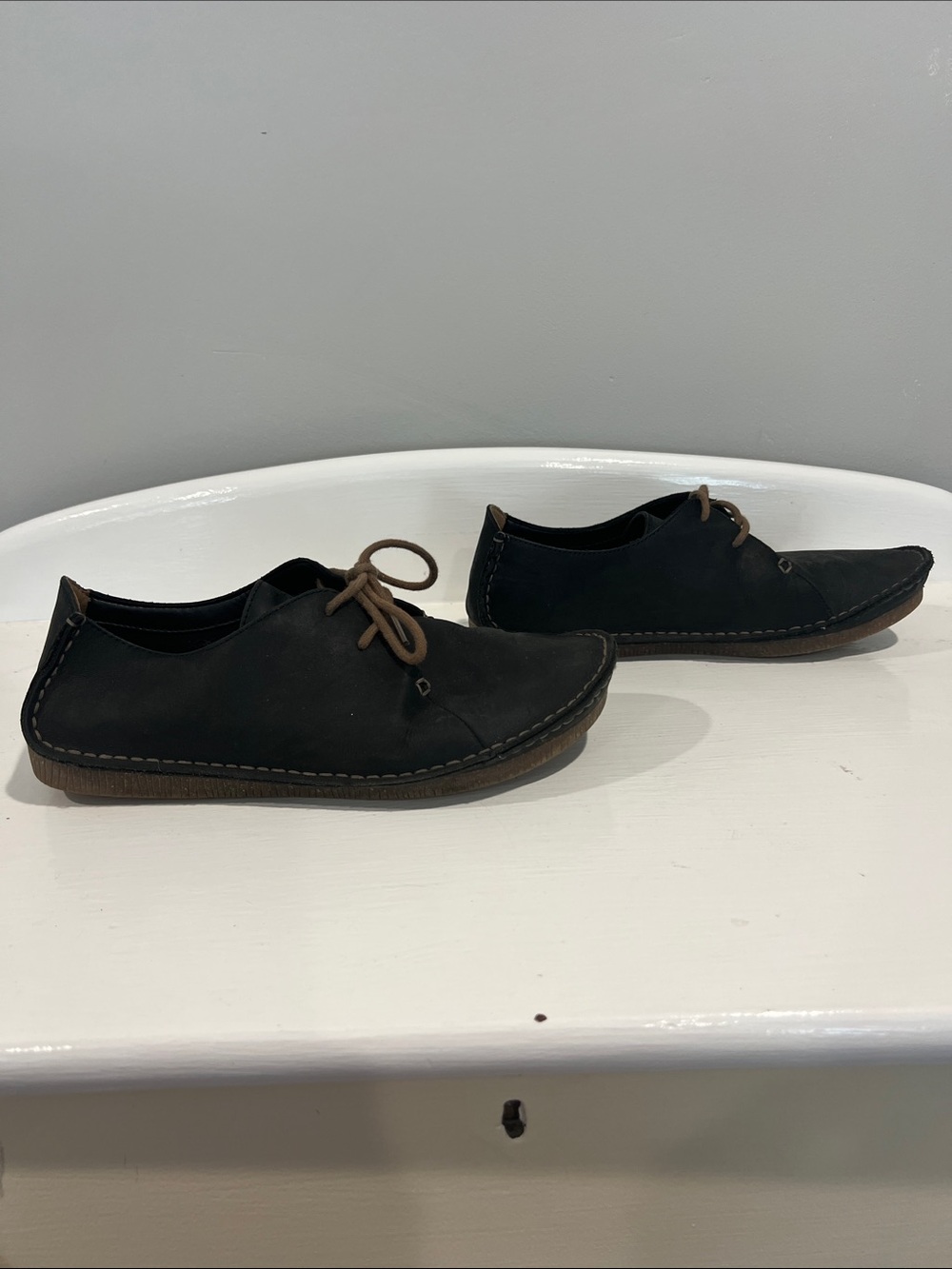 Clarks Janey Mae black leather oxfords size women’s 8.5 - Picture 3 of 6